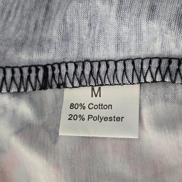 NWOT | Black Pink Floral Print V-Neck Tunic Top Puff Sleeve Hi-Low Hem | Medium - Picture 4 of 5